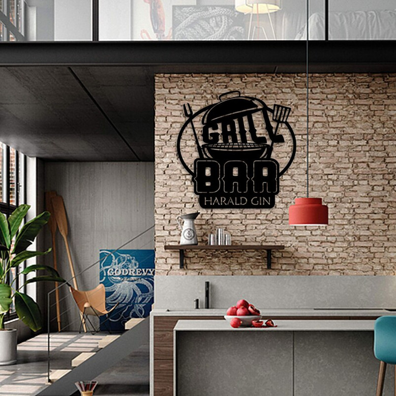 Personalized Bar Grill Sign, Garden Barbecue Grill Sign, Outdoor BBQ Wall Decor, Picnic Table BBQ Sign