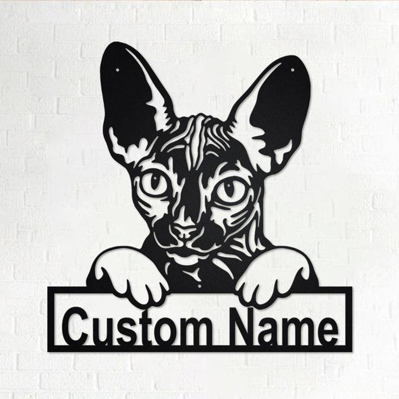 Custom Sphynx Cat Metal Wall Art, Personalized Sphynx Cat Name Sign Decoration For Room, Sphynx Cat Home Decor, Custom Sphynx Cat, Cat Lover