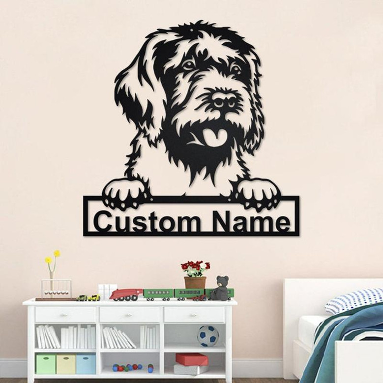 Custom Wirehaired Pointing Griffon Dog Metal Wall Art, Personalized Wirehaired Pointing Griffon Name Sign Decoration For Room,Dog Home Decor