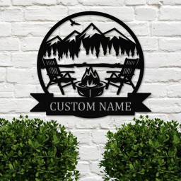 Personalized Campfire Family Metal Signs, Custom Metal Family Name Sign, Outdoor Metal Sign, Anniversary Gift, Personalized Wedding Gift