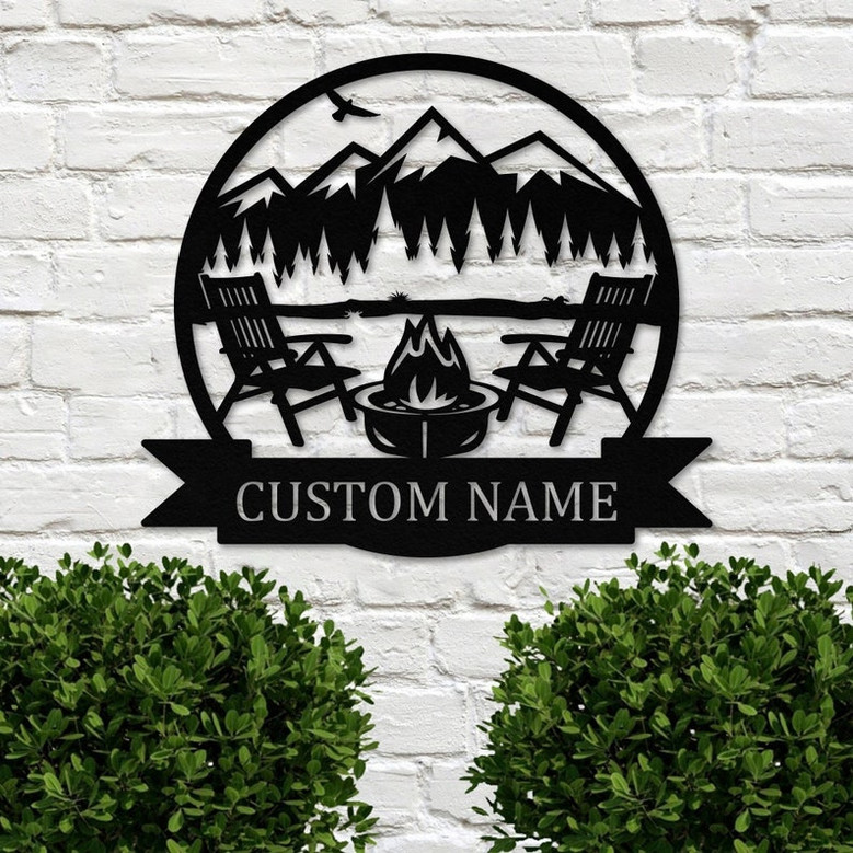 Personalized Campfire Family Metal Signs, Custom Metal Family Name Sign, Outdoor Metal Sign, Anniversary Gift, Personalized Wedding Gift