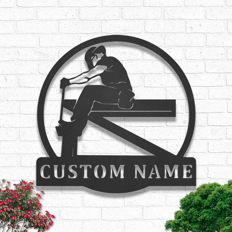 Custom Ironworker Metal Wall Art, Personalized Ironworker Name Sign Decoration For Living Room