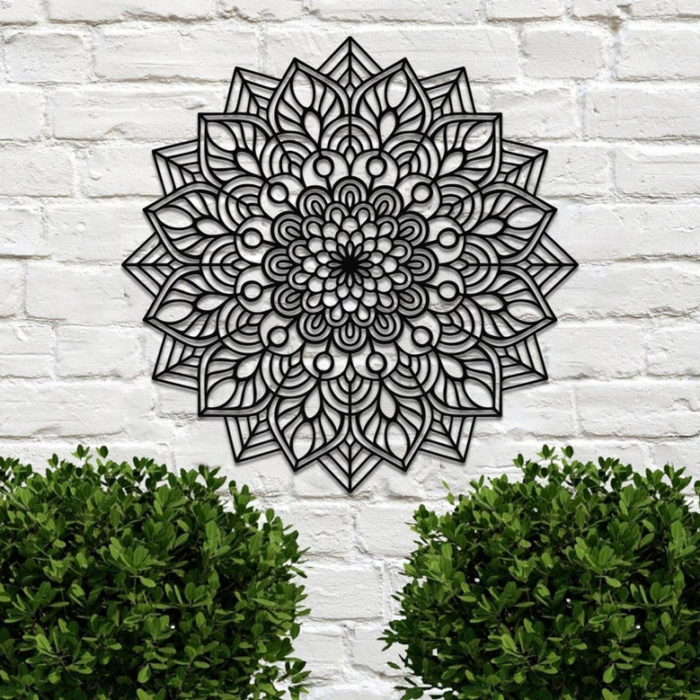 Metal Mandala Wall Art, Mandala Lotus Metal Sign, Yoga Wall Art, Outdoor Wall Art, Home Office Living Room Decoration, Housewarming Gift