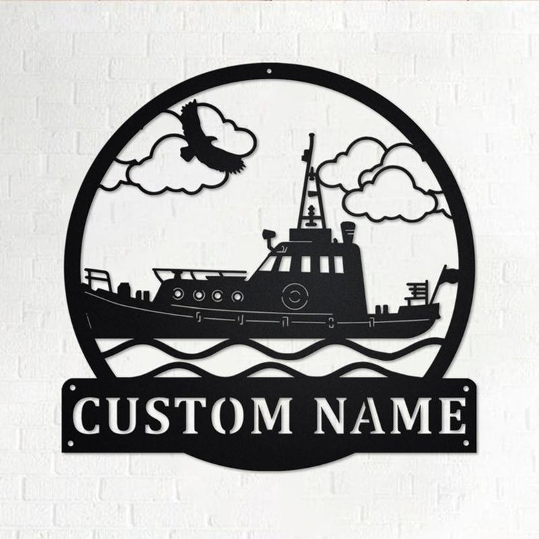 Custom Tugboat Metal Wall Art, Personalized Tugboat Name Sign Decoration For Room, Tugboat Metal Home Decor, Custom Tugboat