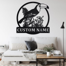 Custom Parrot Floral Metal Wall Art, Personalized Parrot Bird Name Sign Decoration For Room, Parrot Home Decor, Custom Parrot, Parrot Decor