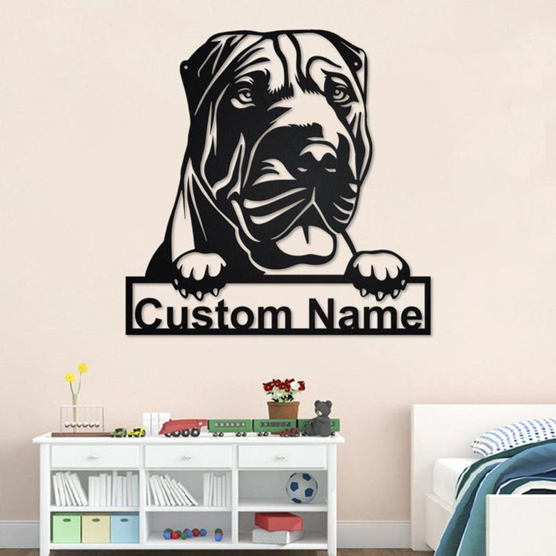 Custom Shar Pei Dog Metal Wall Art, Personalized Shar Pei Dog Name Sign Decoration For Room, Shar Pei Dog Home Decor, Custom Dog, Shar Pei