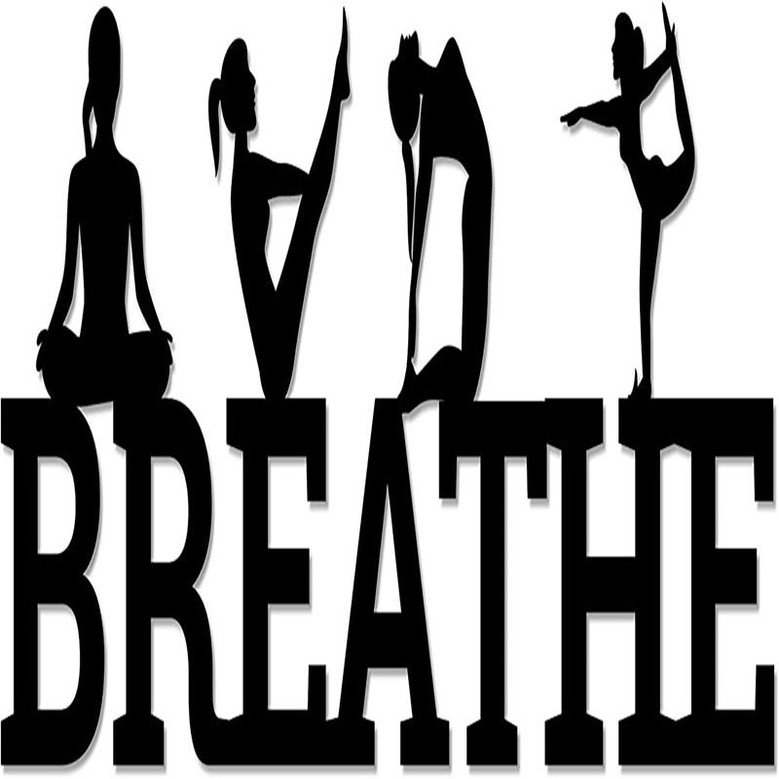 Breathe With Yoga Poses Metal Wall Sign - Metal Home Decor Decorative Accent Metal Art Wall Sign