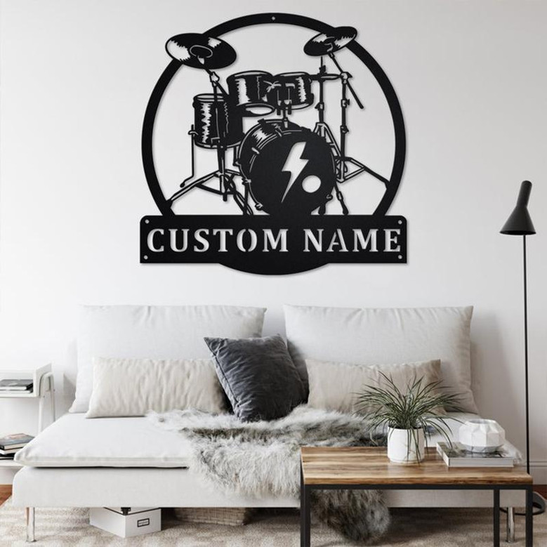 Custom Drummer Musical instrument Metal Wall Art, Personalized Drummer Name Sign Decoration For Room, Drummer Home Decor, Custom Drummer