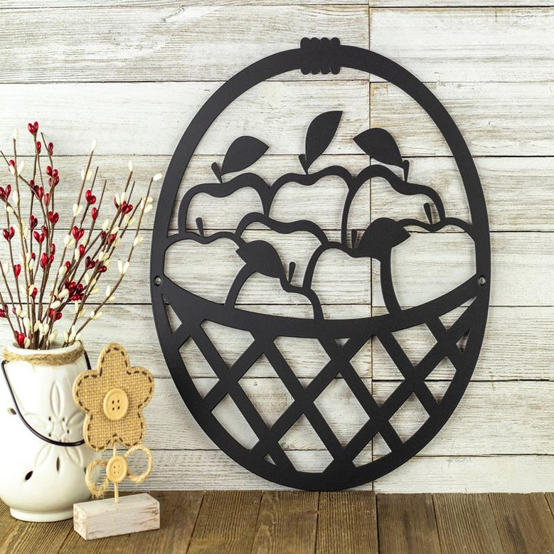 Apple Kitchen Decor Metal Wall Art Kitchen Signs Rustic Home Decor Mothers Day Gift Farmhouse Laser Cut Sign Matte Black Shown
