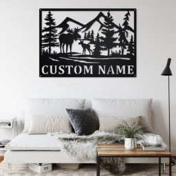 Custom Moose Wildlife Metal Wall Art, Personalized Moose Name Sign Decoration For Room, Moose Home Decor, Custom Moose, Moose Metal Decor