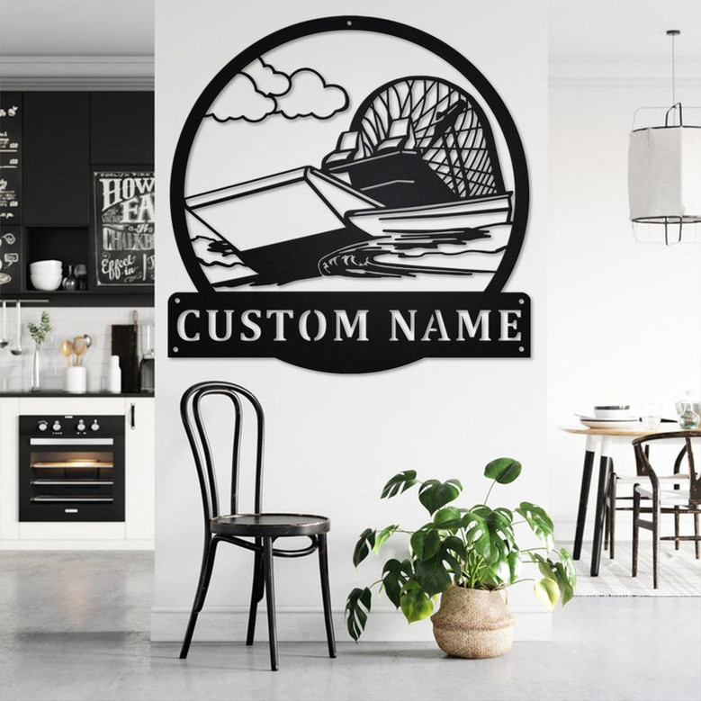 Custom Swamp Boat Metal Wall Art, Personalized Swamp Boat Name Sign Decoration For Room, Swamp Boat Metal Home Decor, Custom Swamp Boat