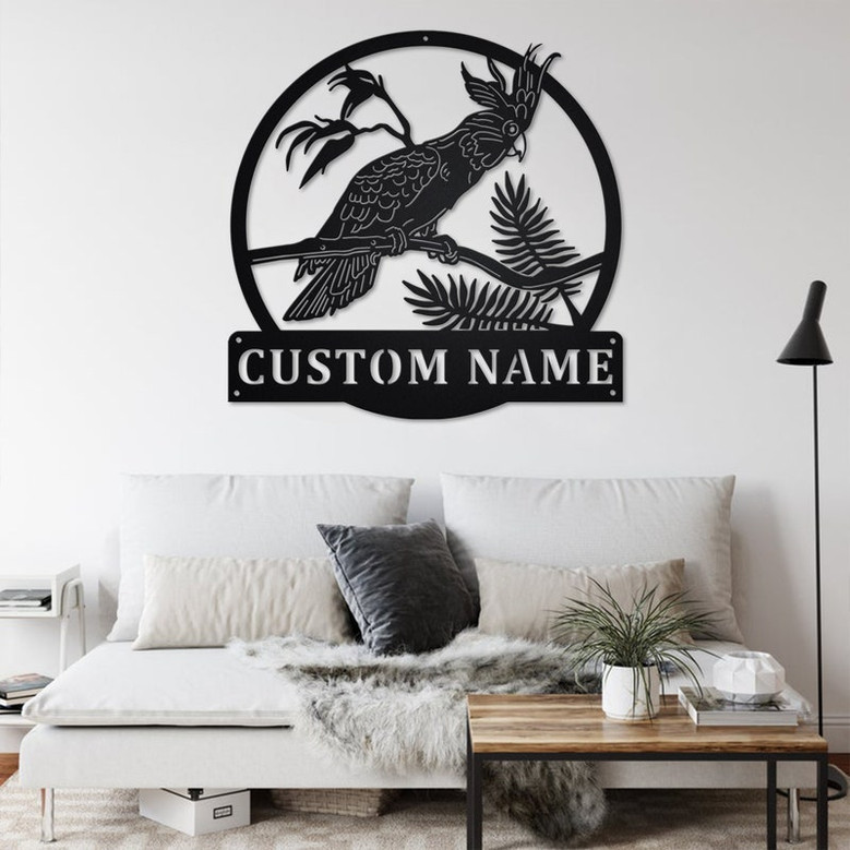 Custom Cockatoo Sulfur Bird Metal Wall Art, Personalized Cockatoo Sulfur Bird Name Sign Decoration For Room, Cockatoo Sulfur Bird Home Decor