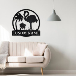 Personalized Flamingo Metal Sign | Flamingo Metal Wall Art | Office Wall Art | Housewarming Outdoor Metal Sign | Gifts Flamingo Lover |
