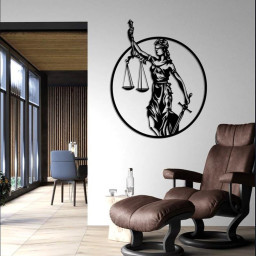 Lady Justice Metal Wall Art, Law Office Gift, Scale of Justice, Themis Justitia, Metal Wall Art, Lawyer Gift