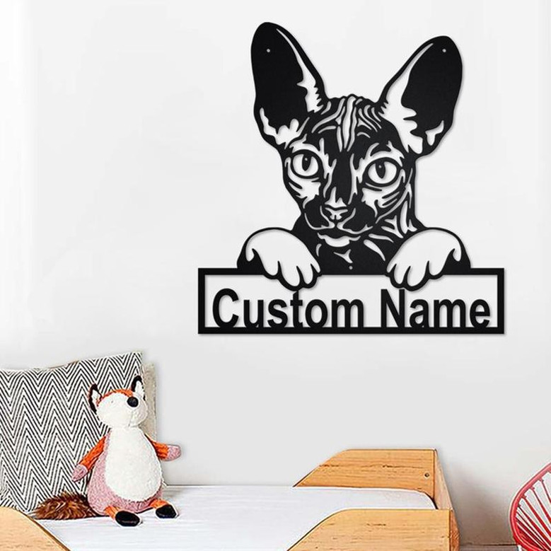 Custom Sphynx Cat Metal Wall Art, Personalized Sphynx Cat Name Sign Decoration For Room, Sphynx Cat Home Decor, Custom Sphynx Cat, Cat Lover