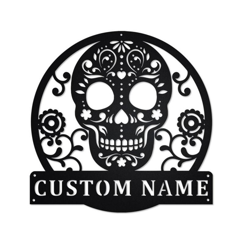 Personalized Sugar Skull Metal Sign | Sugar Skull Metal Wall Art | Sugar Skull Metal wall Decor | Sugar Skull Lover| Custom Sugar Skull