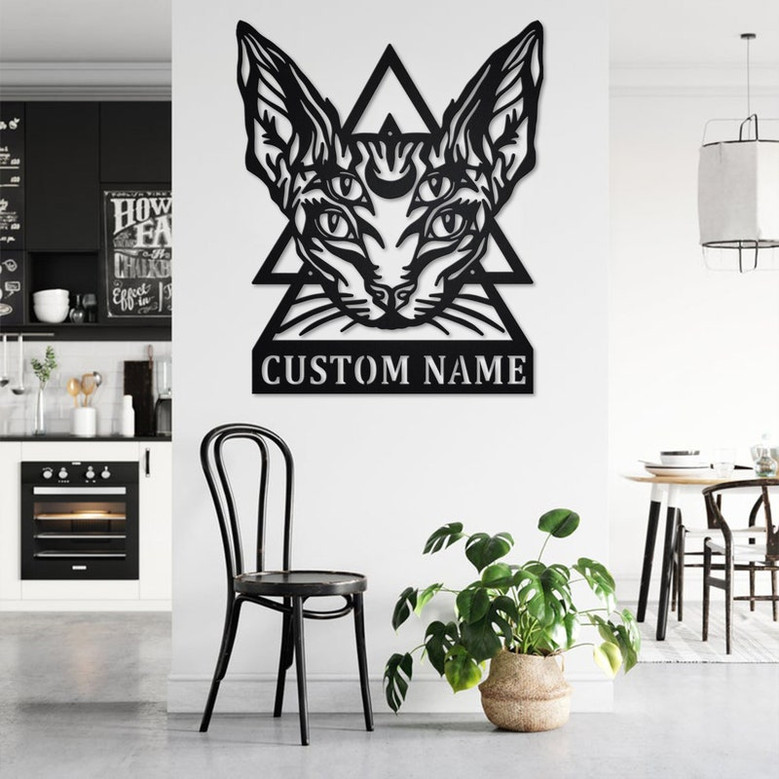 Custom Sphynx Cat Metal Wall Art, Personalized Sphynx Cat Name Sign Decoration For Room, Sphynx Cat Metal Home Decor, Custom Sphynx Cat