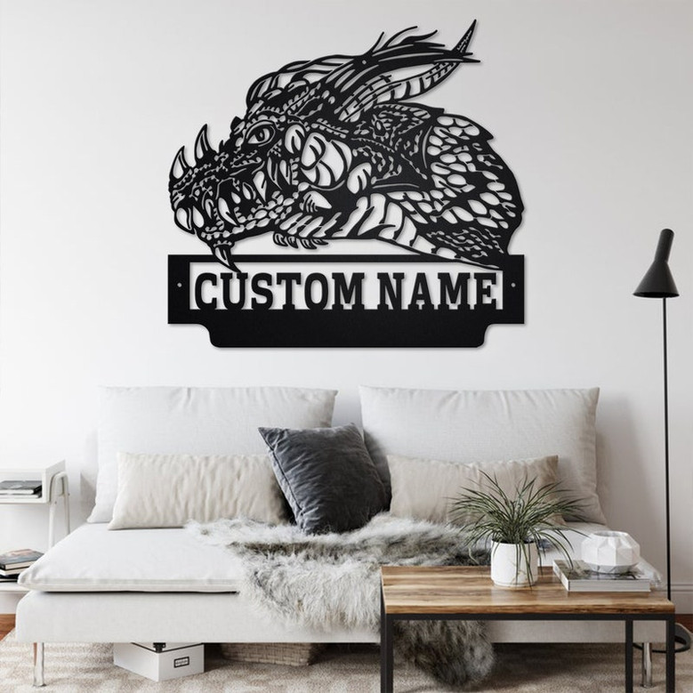 Custom Dragon Head Metal Wall Art, Personalized Dragon Name Sign Decoration For Room, Dragon Metal Home Decor, Custom Dragon, Dragon Head