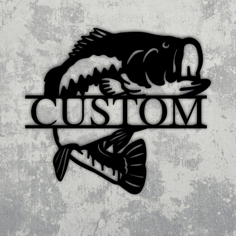 Custom Metal Name Sign, fisherman gift, Housewarming Gift, Fishing shop, Custom Metal Sign,Outdoor Metal Sign, fishing camp, fish decor,bass