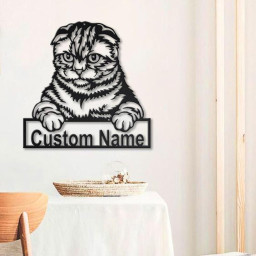 Personalized Scottish Fold Cat Metal Sign Art | Custom Scottish Fold Cat Metal Sign | Animal Gift | Pets Gift | Birthday Gift