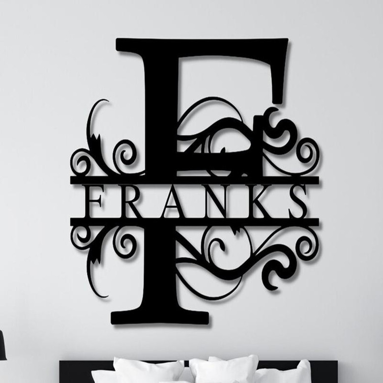 Custom Metal Name Sign, Family Name Metal Sign, Personalized Last Name Sign, Door Hanger, Outdoor Metal Sign, Wedding Gift, Monogram Sign