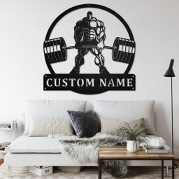 Custom Powerlifting Man Metal Wall Art, Personalized Powerlifting Name Sign Decoration For Room, Powerlifting Metal Home Decor, Powerlifting