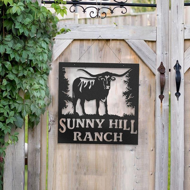 Your Name Custom Metal Longhorn Sign Longhorn Sign Indoor Or Outdoor Farm Sign