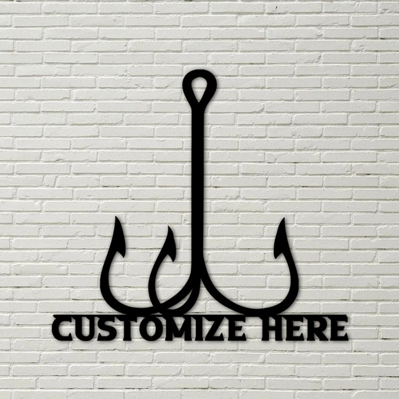 Customizable Catfish Hook Sign, Metal Fish Hook Sign, Metal Fishing Home Decor, fish hook sign, metal fish hook, fishing sign