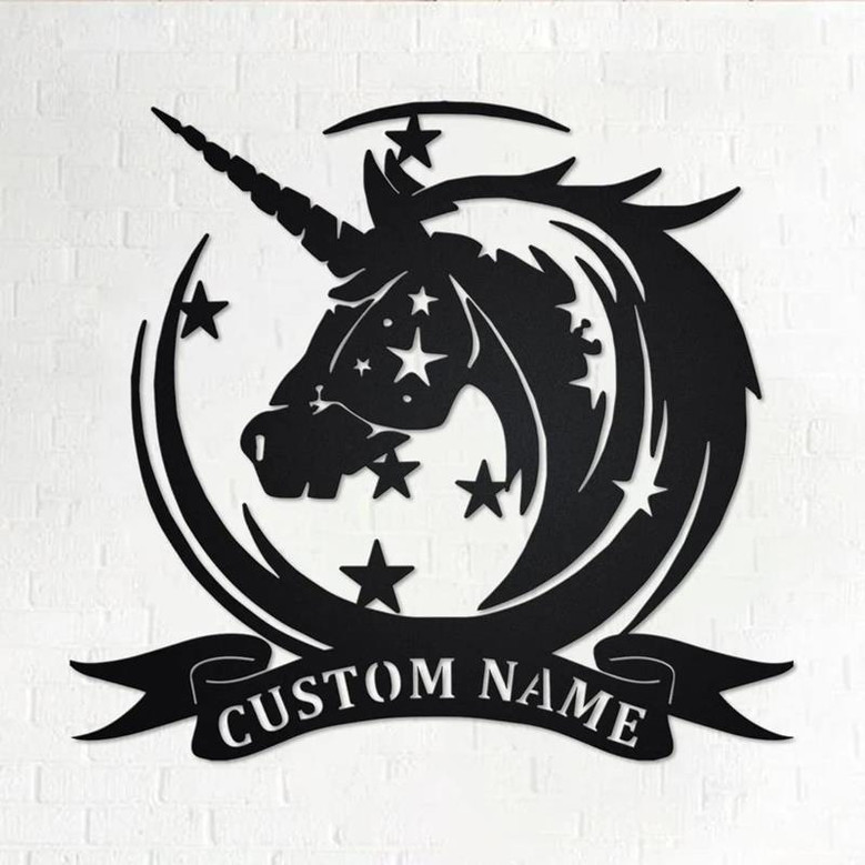 Custom Unicorn Metal Wall Hanging Art Personalized Unicorn Name Sign Decoration for Living Room Bedroom Unicorn Lover Gift Housewarming Gift