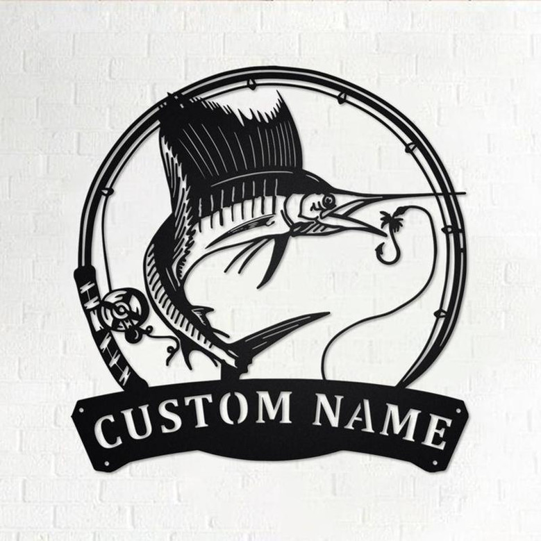Personalized Sailfish Fish Metal Sign | Fishing Metal Wall Art | Fishing Metal wall Decor | Fishing Lover | Custom Fishing | Fishman
