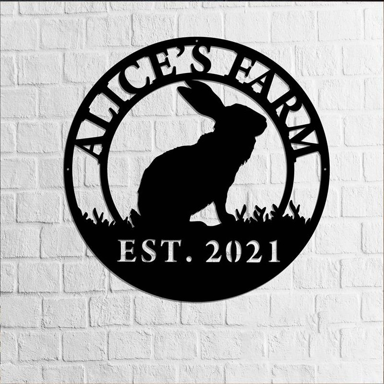 Rabbit Sign Rabbit Farm Custom Family Name Steel Art Ranch Sign Family Name Sign Custom Metal Sign Cabin Decor