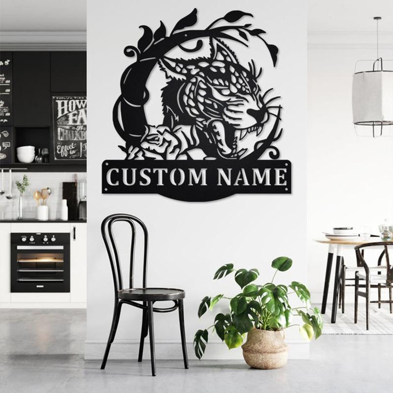 Custom Leopard Animals Metal Wall Art, Personalized Leopard Name Sign Decoration For Room, Leopard Metal Home Decor, Custom Leopard