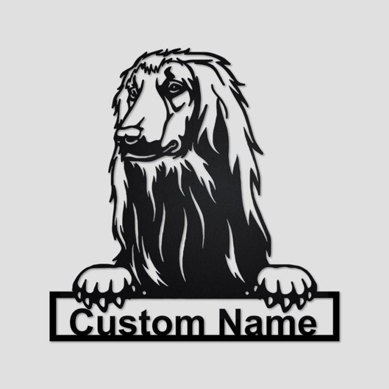 Personalized Afghan Hound Cut Metal Sign, Dog Lover Metal Wall Art, Laser Cut Metal Signs Afghan Hound Dog