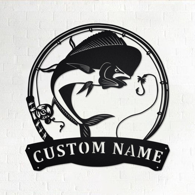 Personalized Mahi-Mahi Fish Metal Sign | Fishing Metal Wall Art | Fishing Metal wall Decor | Fishing Lover | Custom Fishing | Fishman
