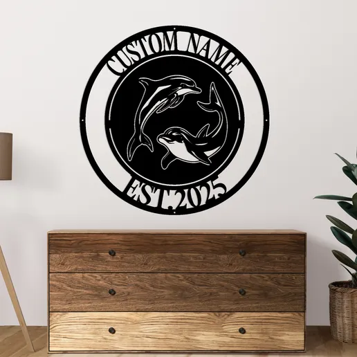 Custom Dolphin Metal Sign