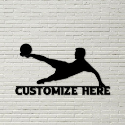 Metal Soccer Player Sign, Customizable Soccer Sign, Great Gift, Soccer Wall Decor, Flying Kick Soccer Player
