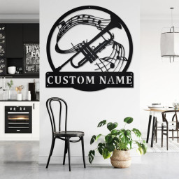 Custom Trumpet Musical Instrument Metal Wall Art, Personalized Trumpet Teacher Name Sign Decoration For Room, Trumpet Home Decor, Trumpet
