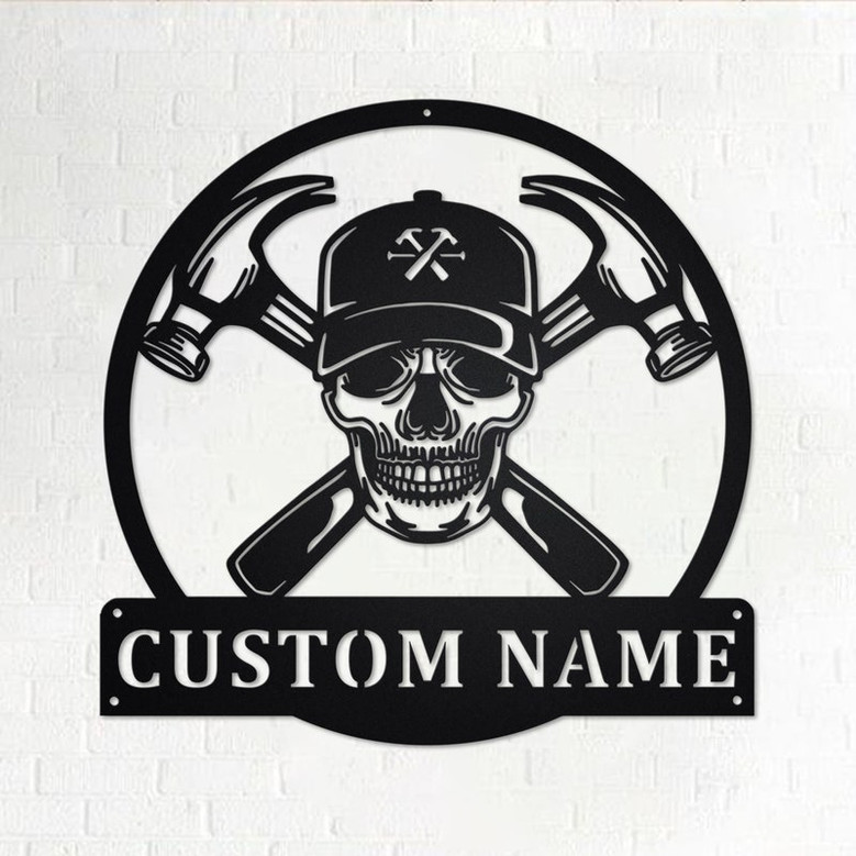 Custom Carpenter Skull Metal Wall Art, Personalized Carpenter Name Sign Decoration For Room, Carpenter Metal Home Decor, Custom Carpenter