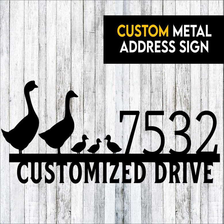 Duck And Ducklings Custom Metal Address Sign Custom Address Sign Farm Address Sign 14g Steel