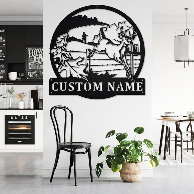Custom Buck Deer Metal Wall Art, Personalized Buck Deer Name Sign Decoration For Room, Buck Deer Home Decor, Custom Buck Deer