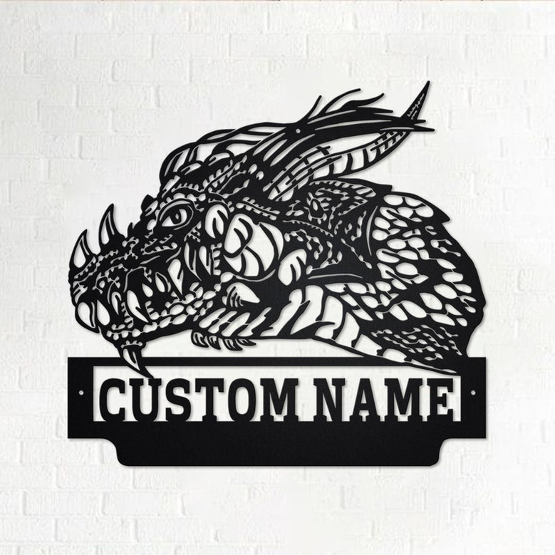 Custom Dragon Head Metal Wall Art, Personalized Dragon Name Sign Decoration For Room, Dragon Metal Home Decor, Custom Dragon, Dragon Head