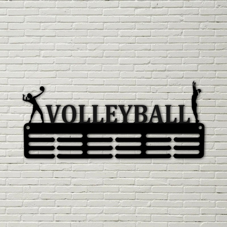Customized Volleyball Sport Medal Hanger metal sign - 12 Rungs for medals & Ribbons, Show Team Spirit, metal sign, art, wall decor