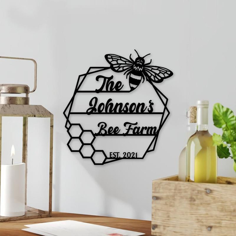 Bee Farm Metal Sign Bee Wall Art Bee Honey Comb Decor Bee Farm Gift Honey Bee Garden Metal Bee Gift Honey Comb Decor