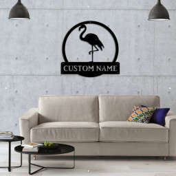 Personalized Flamingo Animal Monogram Metal Sign Art, Custom Flamingo Metal Sign, Flamingo Animal Lover Sign Decoration For Living Room