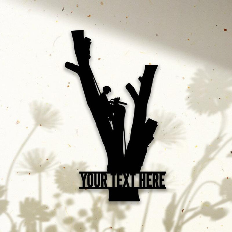 Personalized Tree Climbing Metal Wall Art, Tree Climber Name Sign Decoration, Work Tree Service Metal For Outdoor Home Decor