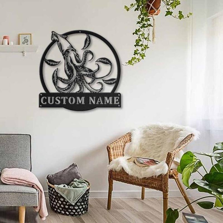 Personalized Giant Squid Metal Sign Art | Custom Giant Squid Metal Sign | Giant Squid Gifts Funny | Hobbie Gift | Decor Decoration