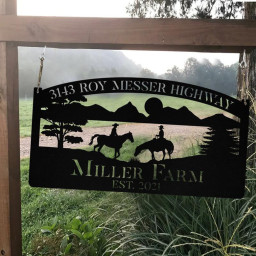 Personalized Metal Horse Rider Sign Monogram Custom Outdoor Farm Farmhouse Ranch Stable Acres Wall Decor Art Gift