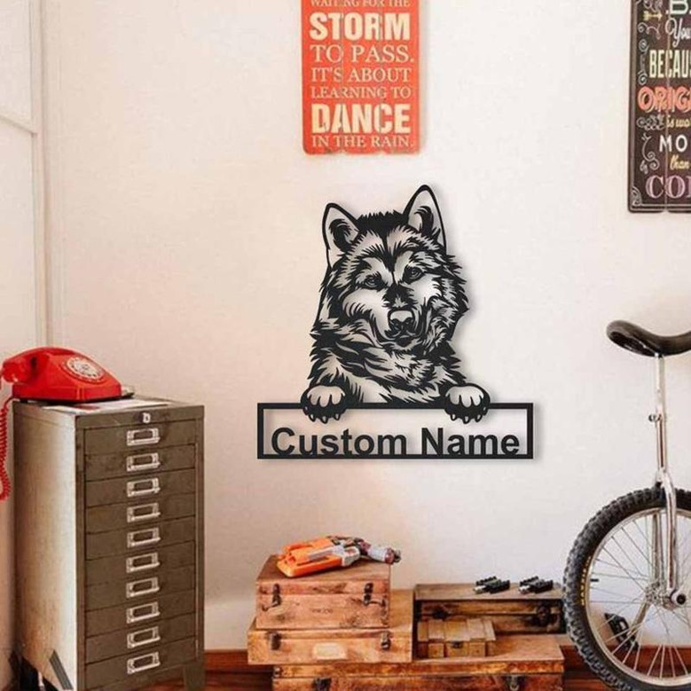 Personalized Alaskan Malamute Dog Metal Sign Art | Custom Alaskan Malamute Metal Sign | Akita Inu Dog Gifts | Dog Gift | Birthday Gift