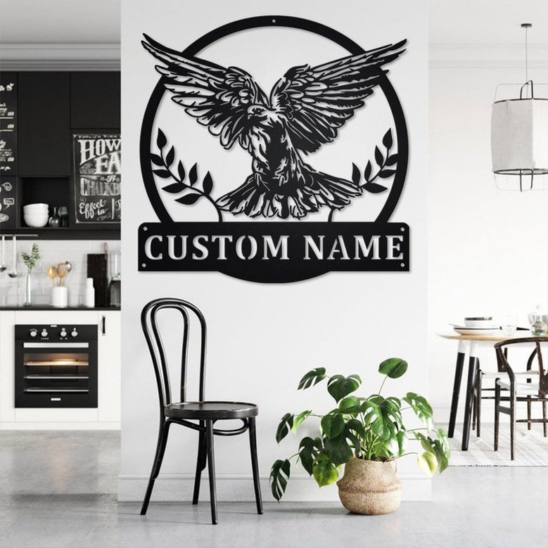 Custom Dove Bird Metal Wall Art, Personalized Dove Bird Name Sign Decoration For Room, Dove Bird Metal Home Decor, Custom Dove Bird