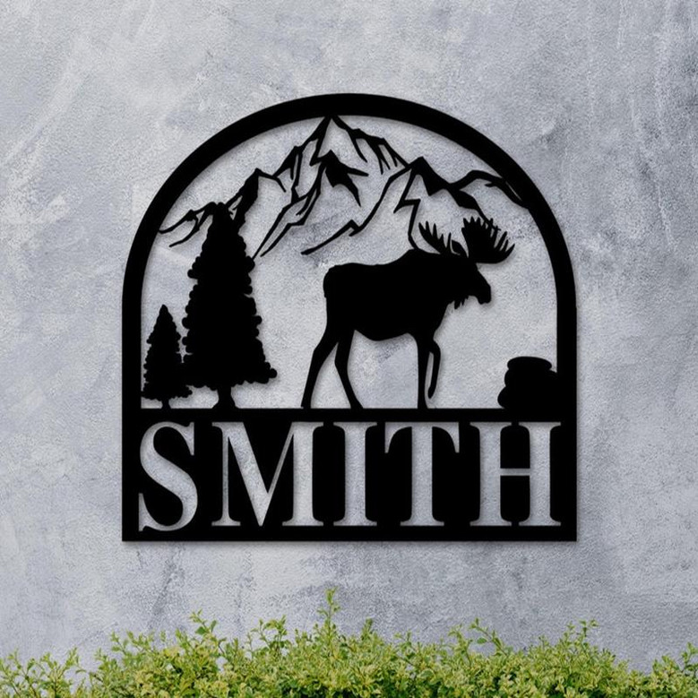Metal Moose Name Sign, Moose Metal Sign, Moose Sign, Animal Metal Sign, Personalized wildlife Sign, Last Name Sign, Metal Wall Decor, Porch